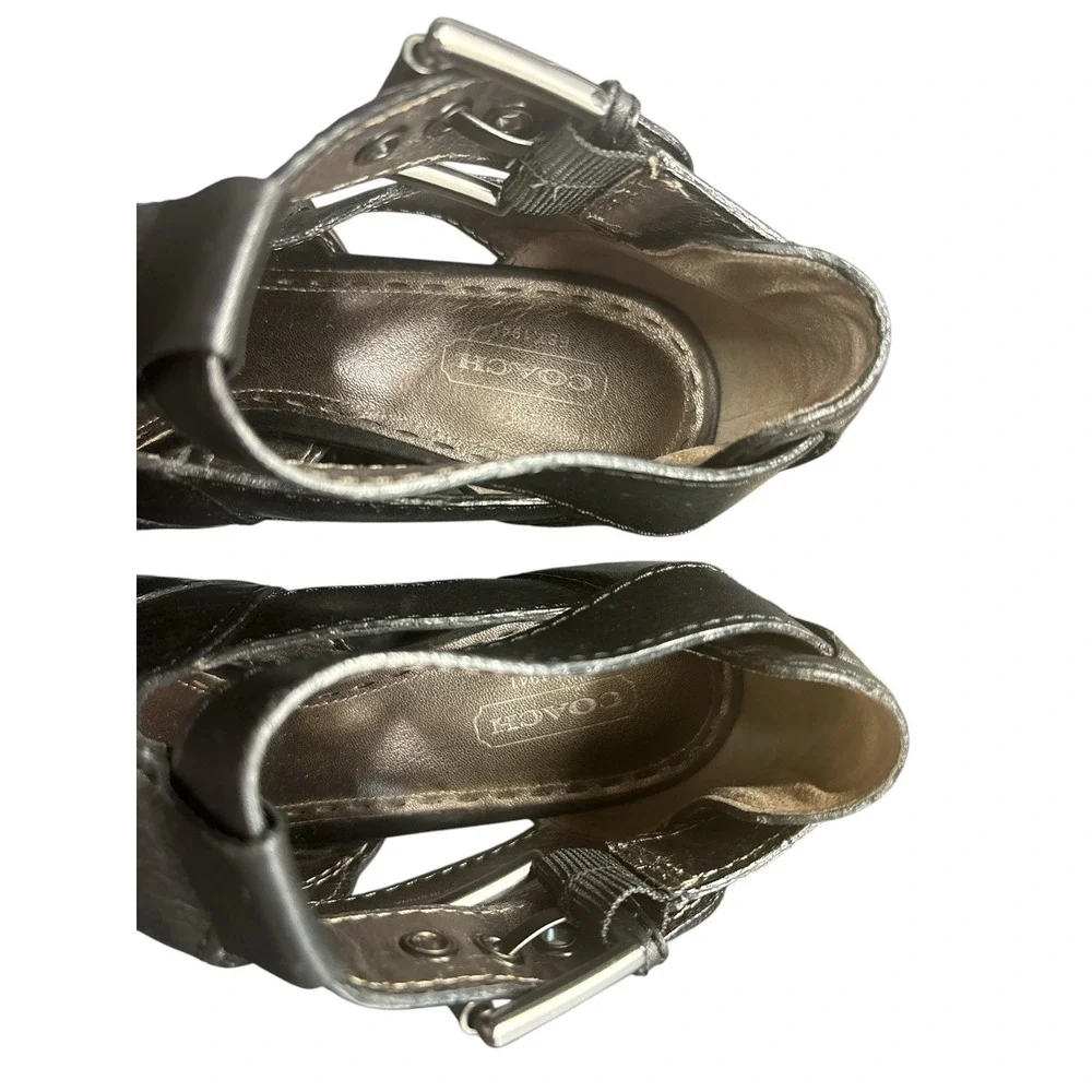 Coach‎ Harah A3630 Heels Sandals Leather $198 Black Size 10B